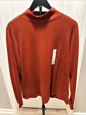 Croft & Barrow The Classic Mockneck Tee Long Sleeve Orange